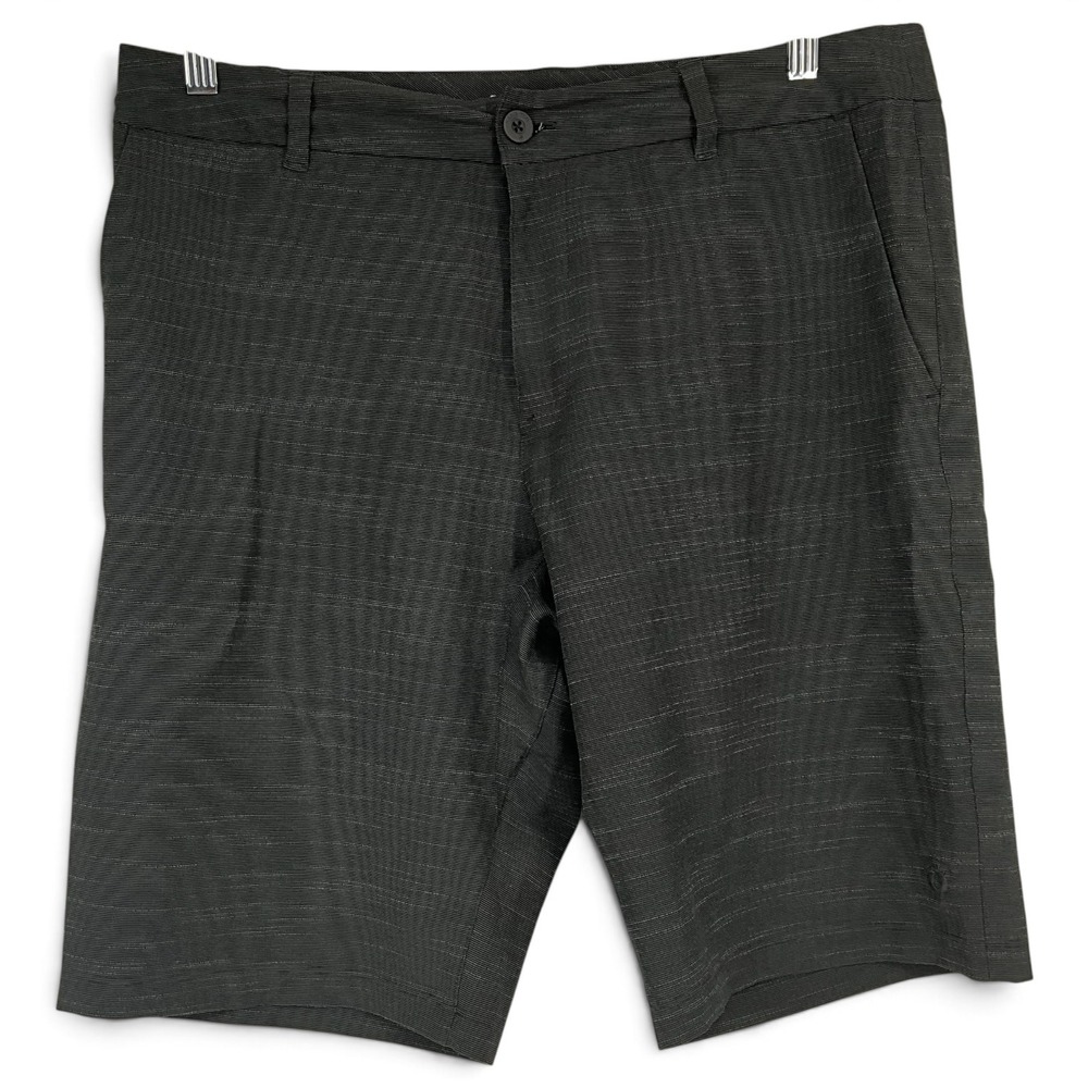 Hang Ten Mens Hybrid Shorts Size 34 Gray Textured Stretch Board Shorts Pockets